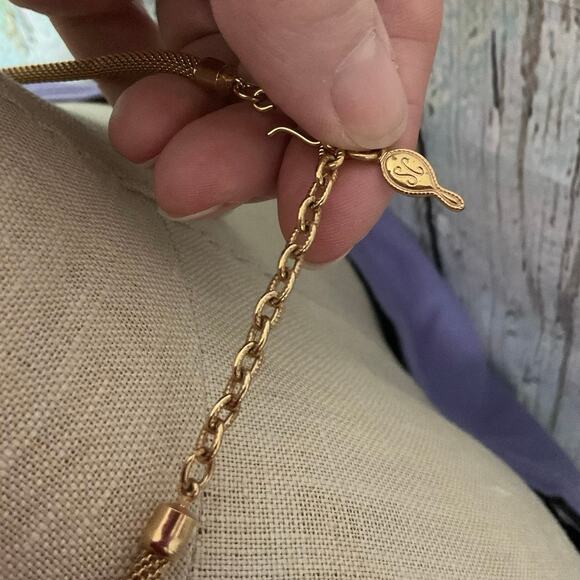 Vintage Sarah Coventry Navy Blue & Gold Necklace - Picture 7 of 10